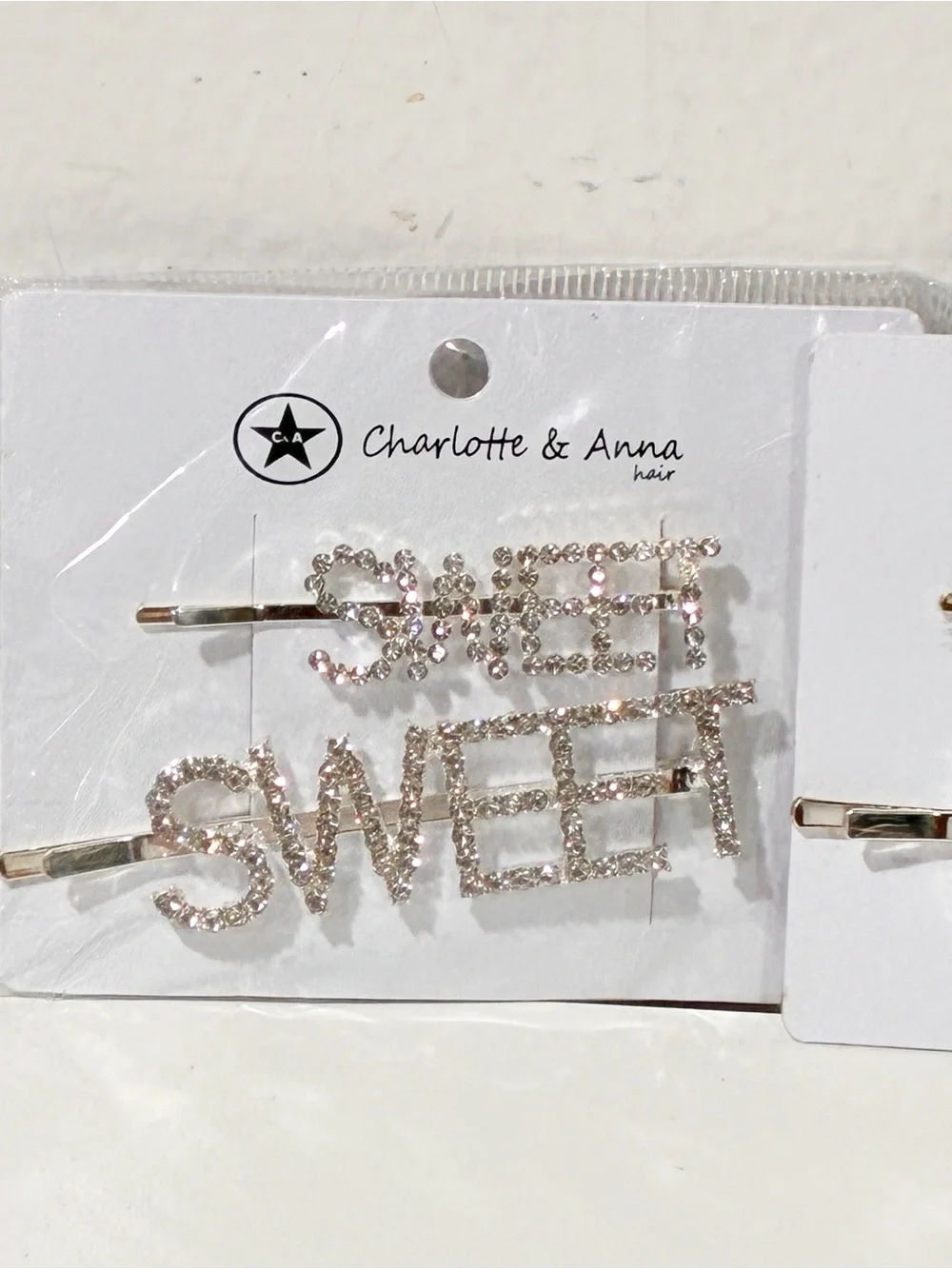 Silver Tone Rhinestone Sweet Dream Hair Clips NEW